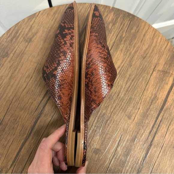 Madewell Mules 8 The Emilia Mule in Snake Embossed Leather Slip On Brown Slides - Picture 7 of 14
